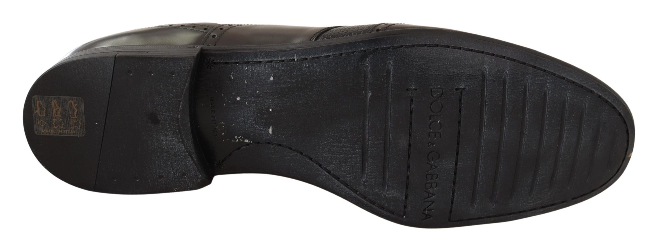 Chaussures Oxford élégantes en cuir de lézard marron Dolce &amp; Gabbana