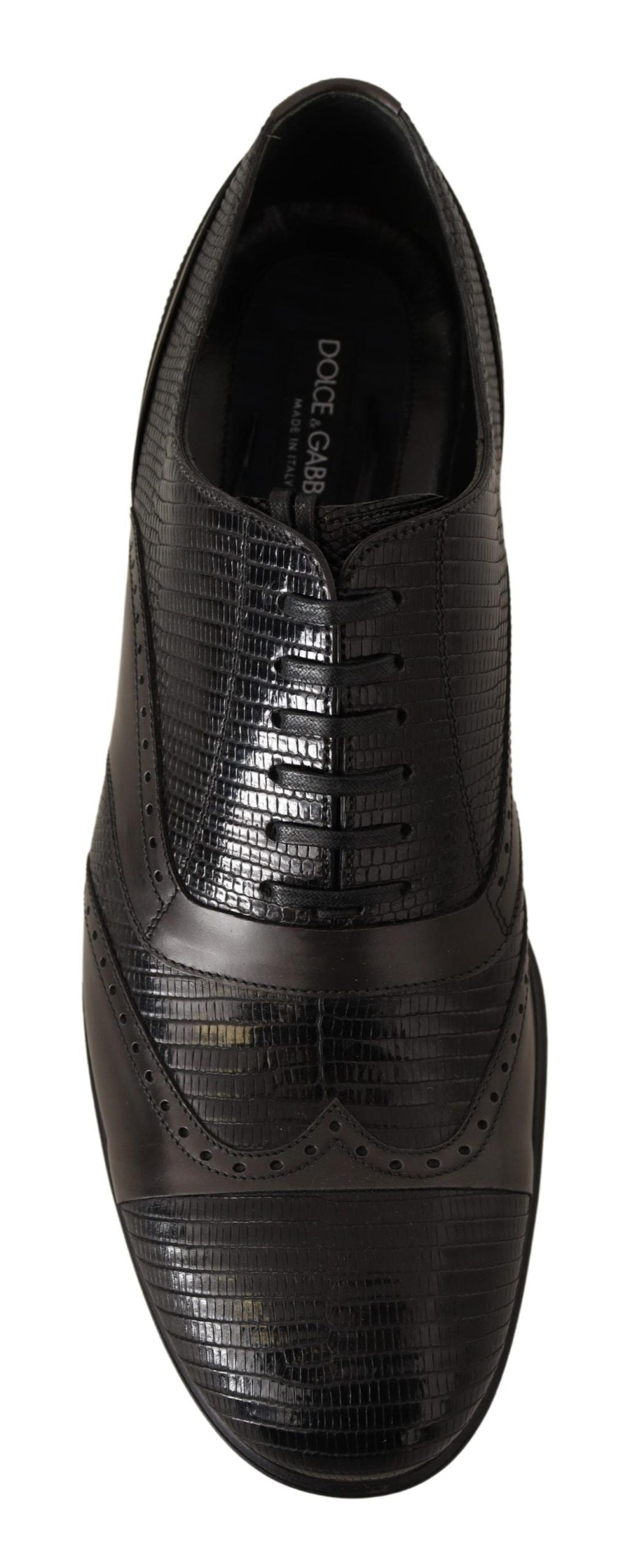 Chaussures Oxford élégantes en cuir de lézard marron Dolce &amp; Gabbana