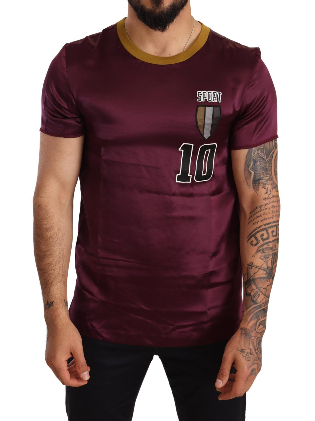 Dolce &amp; Gabbana – Elegantes, lilafarbenes Kurzarm-T-Shirt aus Seide
