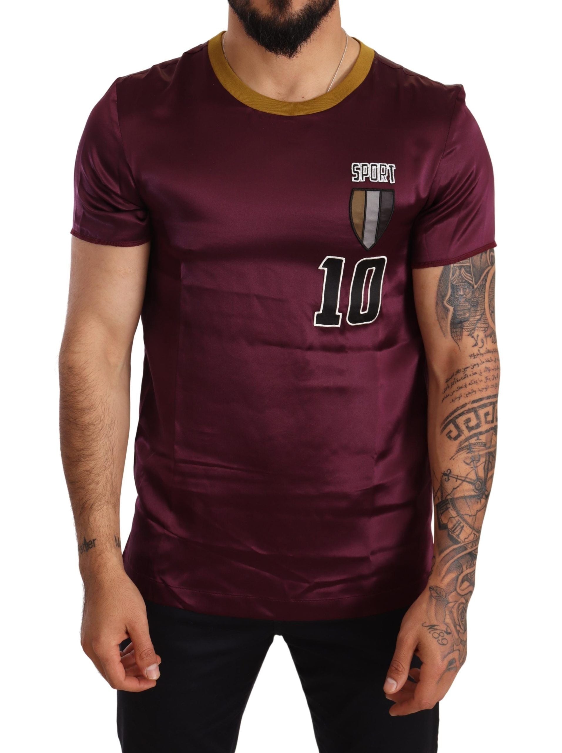 Dolce &amp; Gabbana – Elegantes, lilafarbenes Kurzarm-T-Shirt aus Seide
