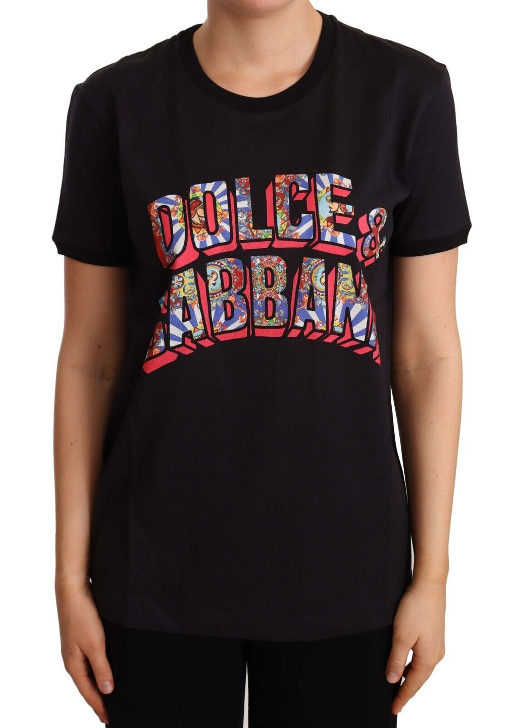 Dolce &amp; Gabbana Elegantes schwarzes Baumwoll-Logo-T-Shirt
