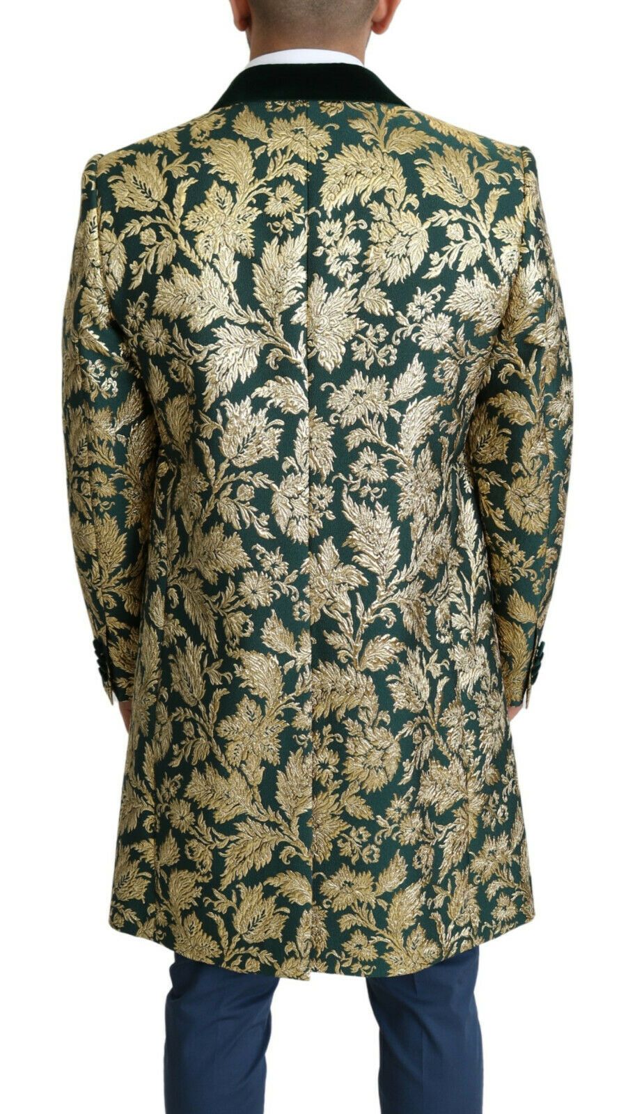 Dolce &amp; Gabbana Elegante goldgrüne Jacquard-Sicilia-Jacke