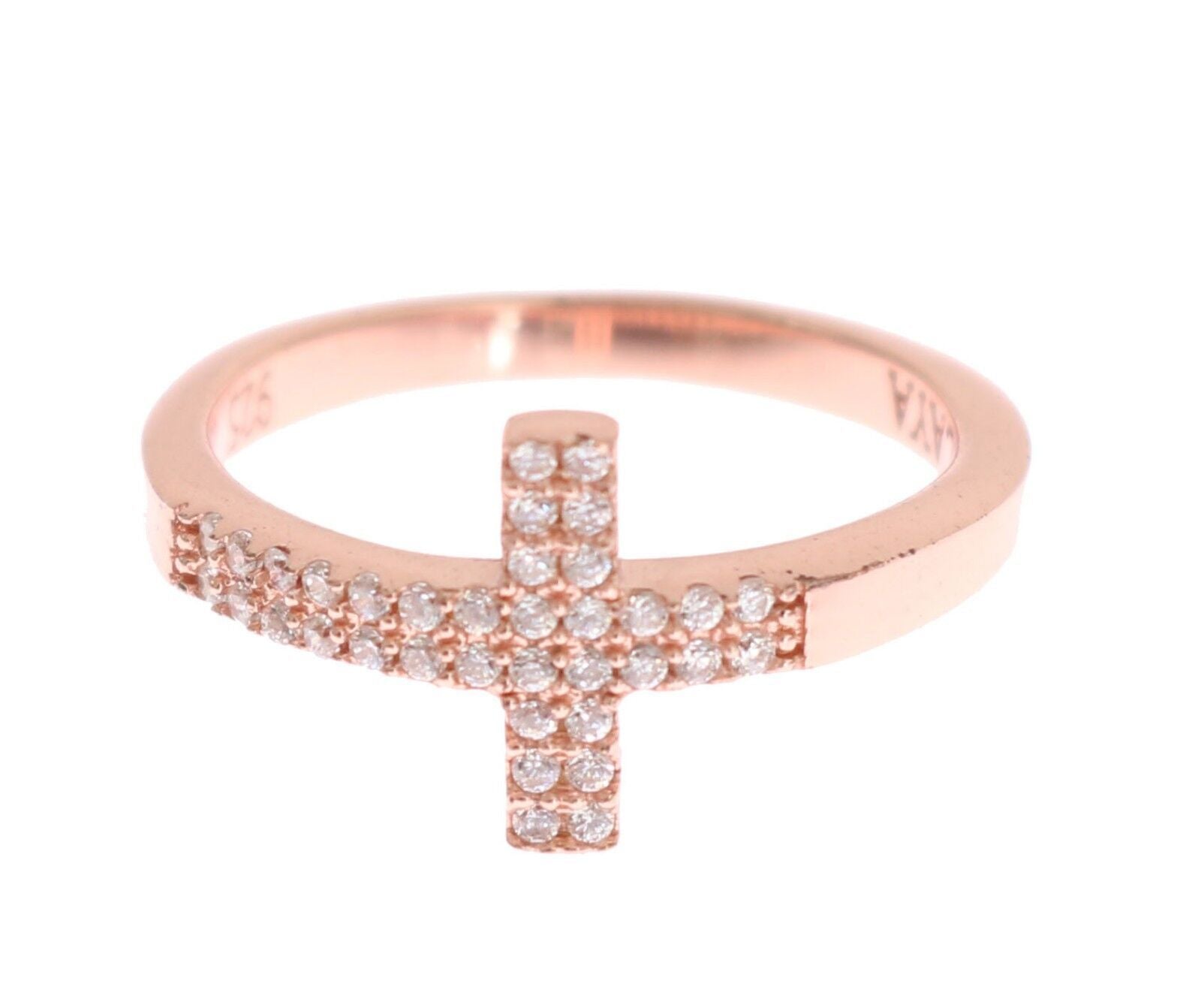 Nialaya Eleganter Silberring mit rosa Kristallen