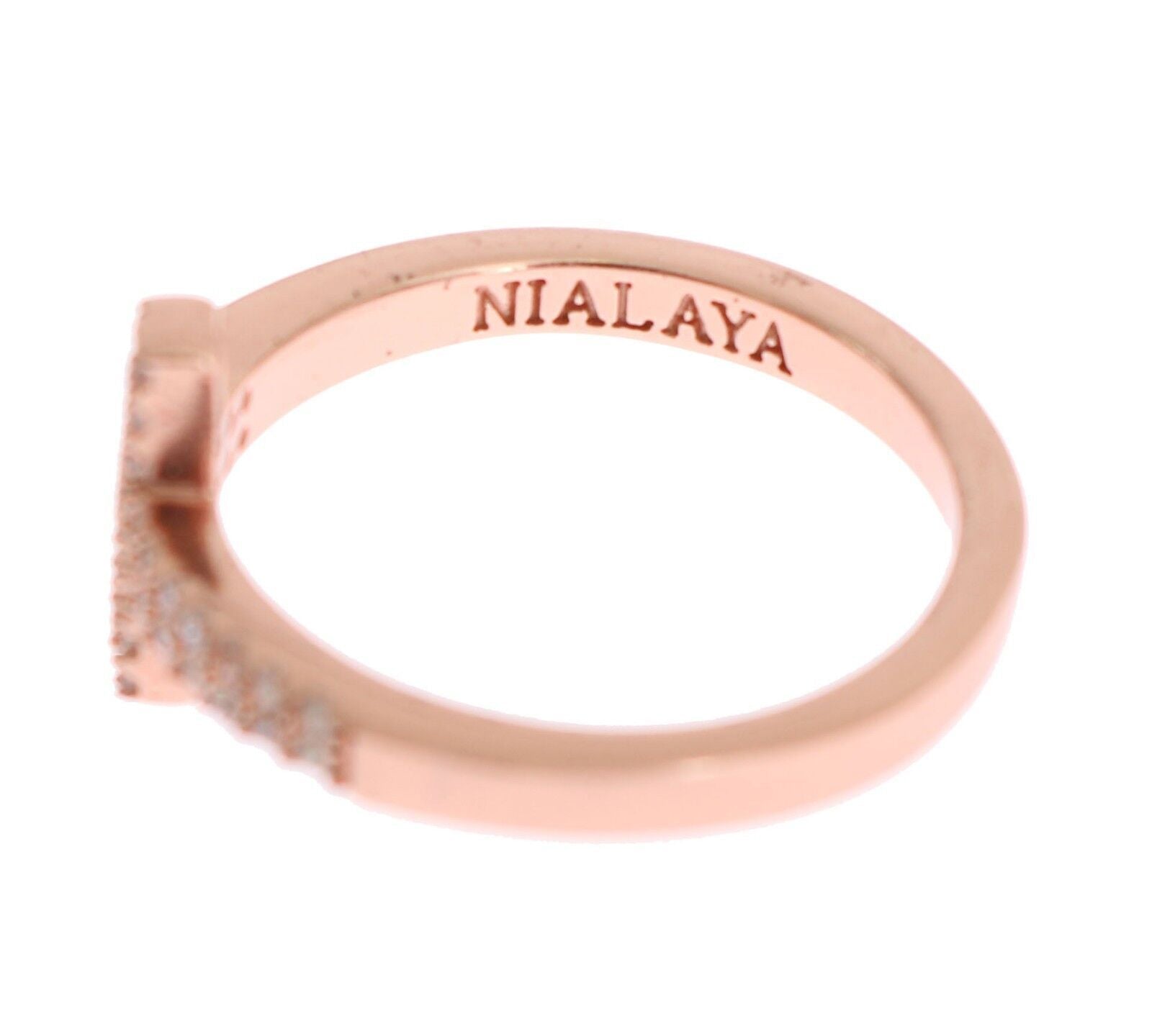 Nialaya Eleganter Silberring mit rosa Kristallen