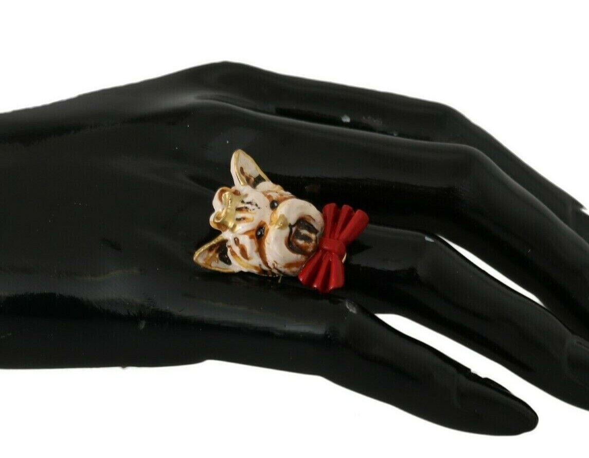 Dolce &amp; Gabbana – Eleganter, goldfarbener Ring im Hunde-Stil
