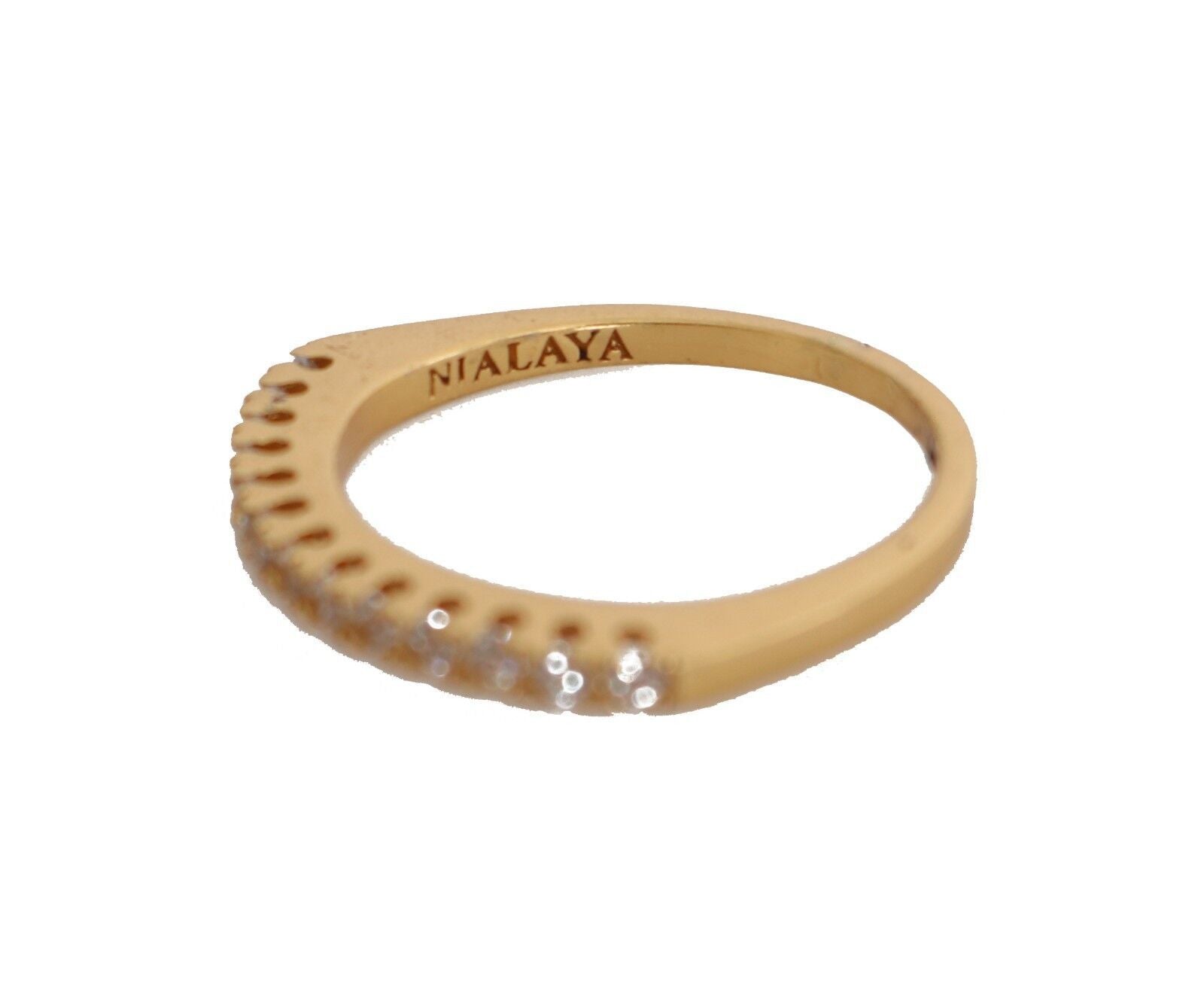 Nialaya Glänzender vergoldeter Ring mit CZ-Kristallen