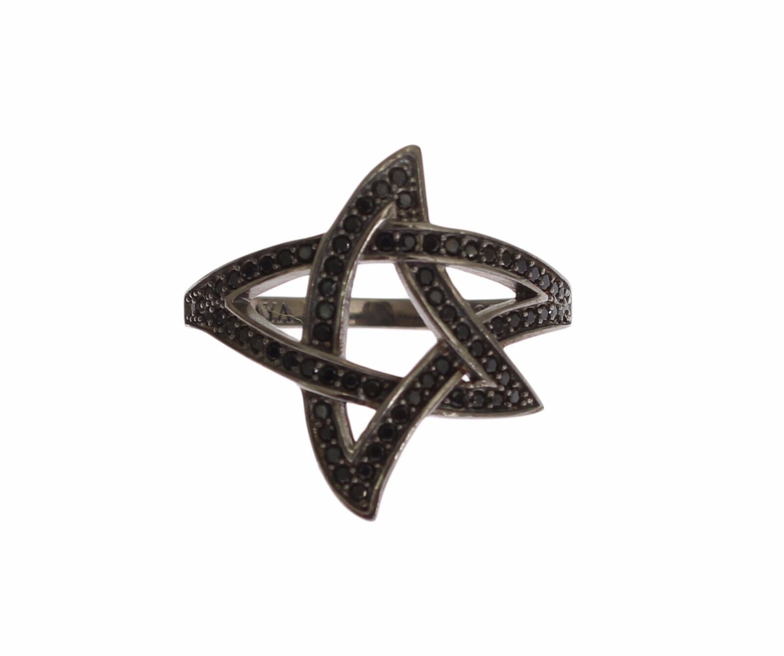 Nialaya Chic Ring aus rhodiniertem Silber mit Zirkonia-Kristallen in Schwarz