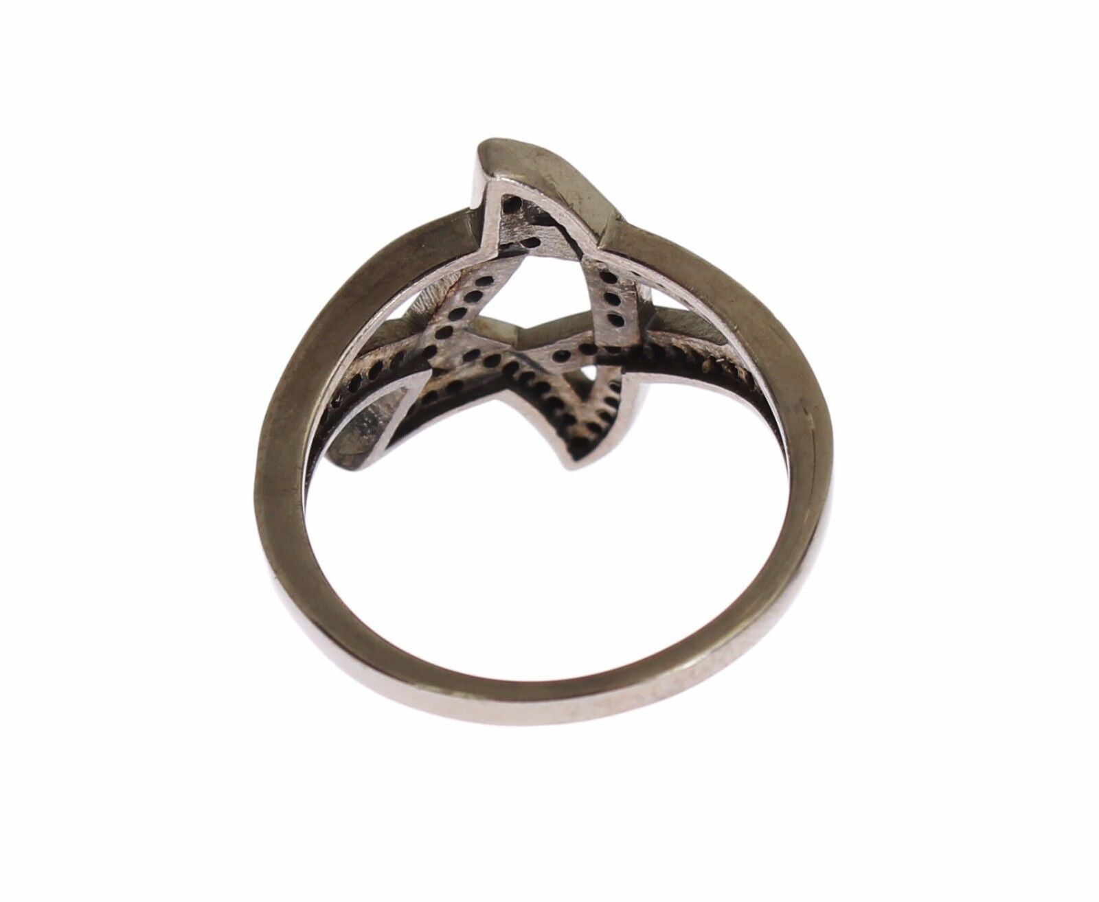 Nialaya Chic Ring aus rhodiniertem Silber mit Zirkonia-Kristallen in Schwarz