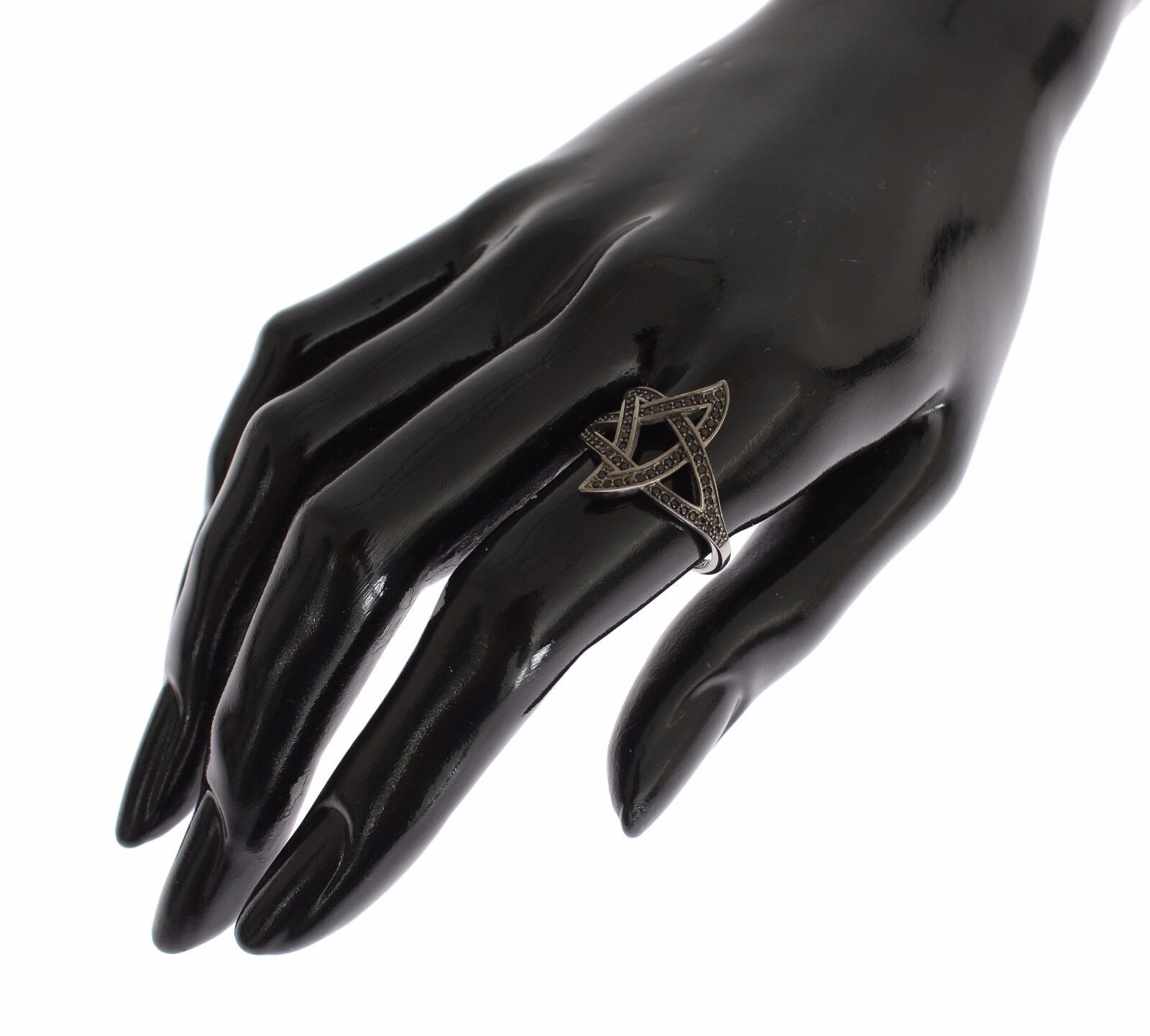 Nialaya Chic Ring aus rhodiniertem Silber mit Zirkonia-Kristallen in Schwarz