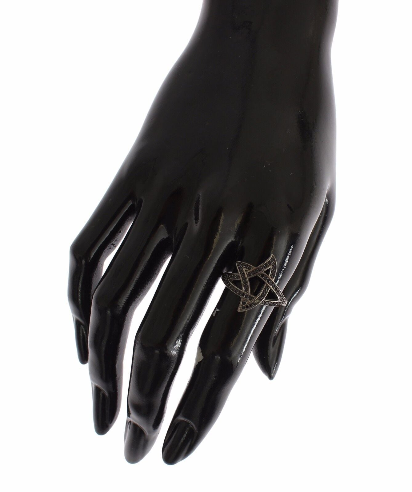 Nialaya Chic Ring aus rhodiniertem Silber mit Zirkonia-Kristallen in Schwarz