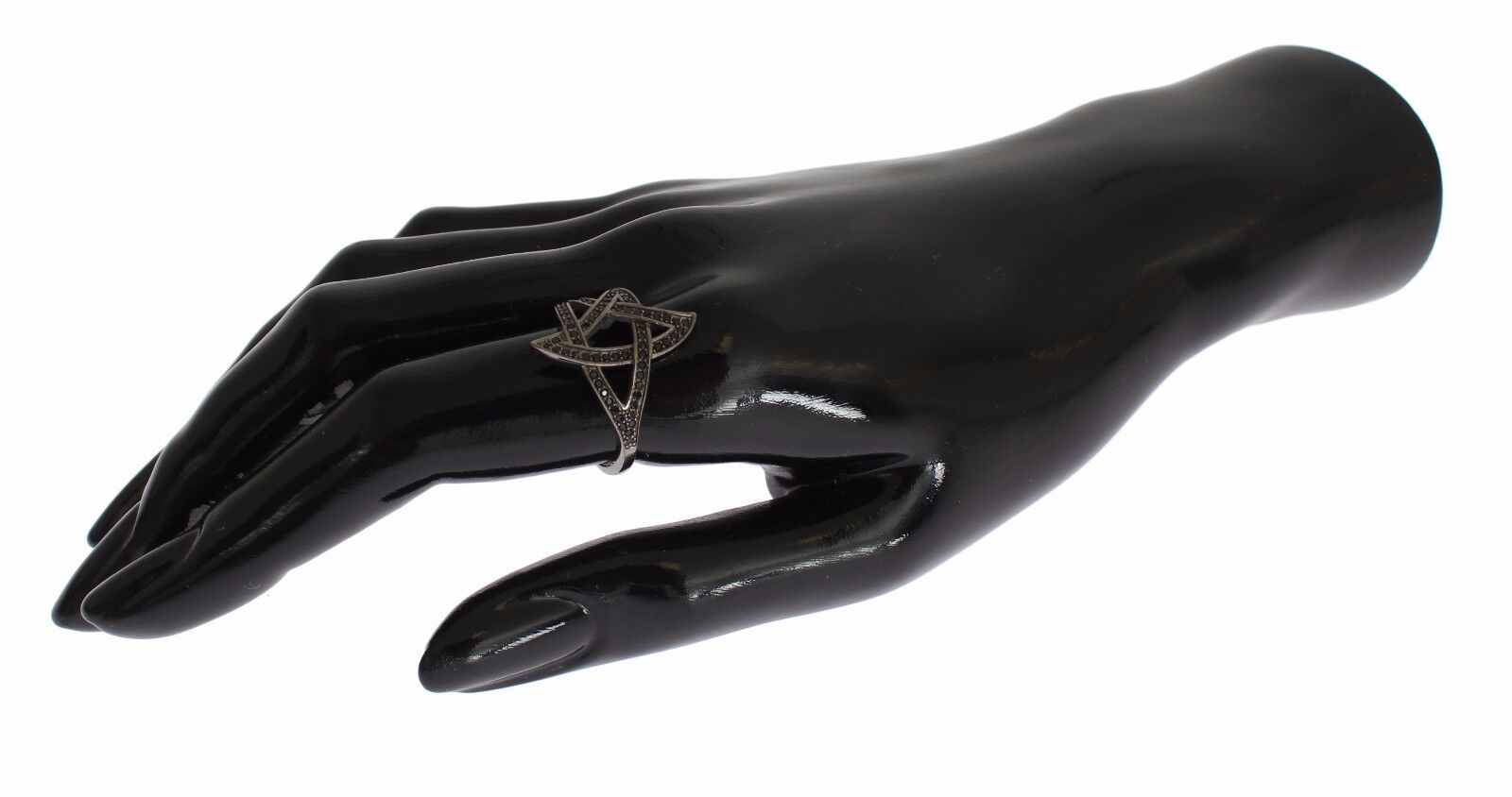 Nialaya Chic Ring aus rhodiniertem Silber mit Zirkonia-Kristallen in Schwarz