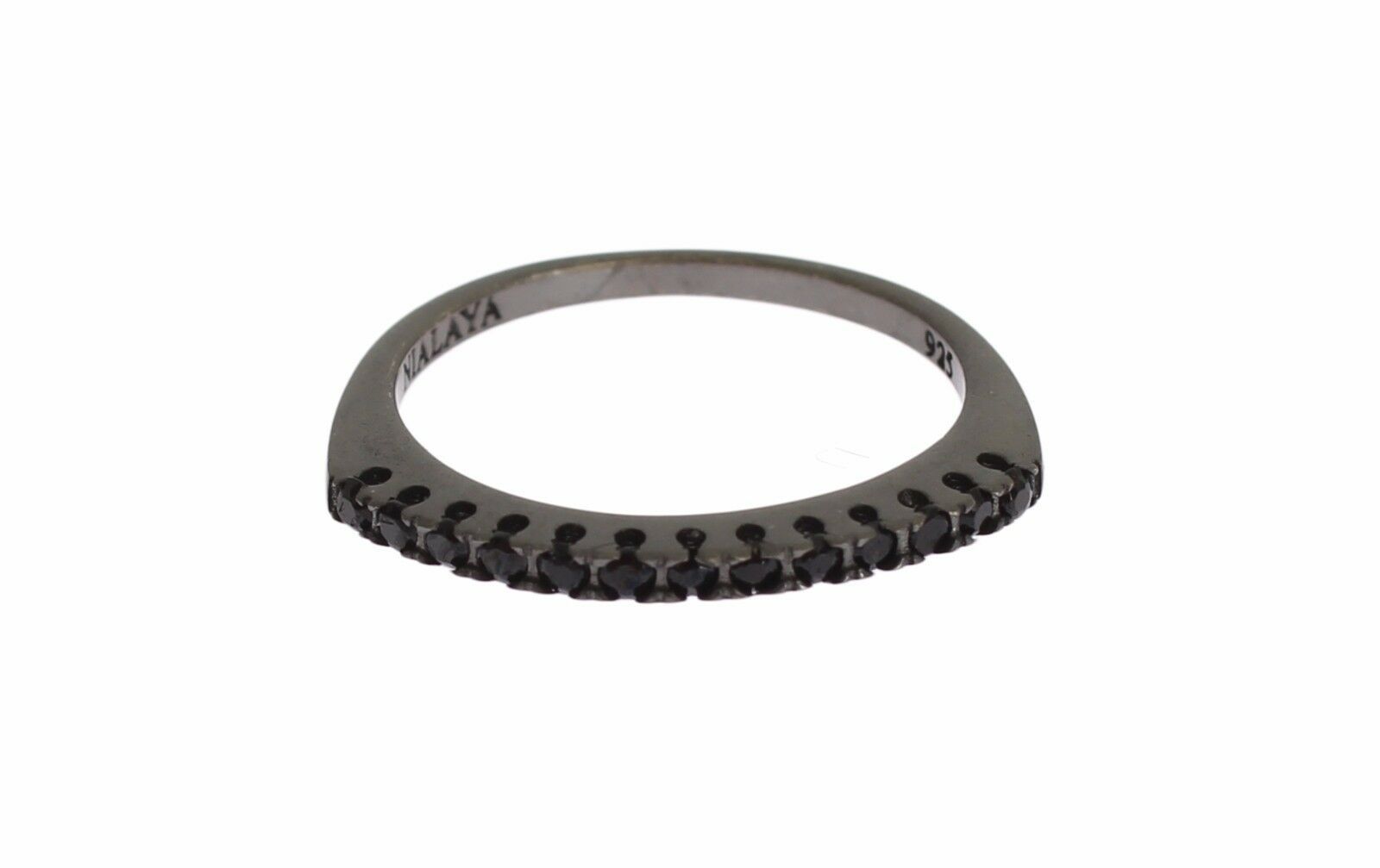 Nialaya Eleganter Sterlingsilberring mit schwarzem Kristall