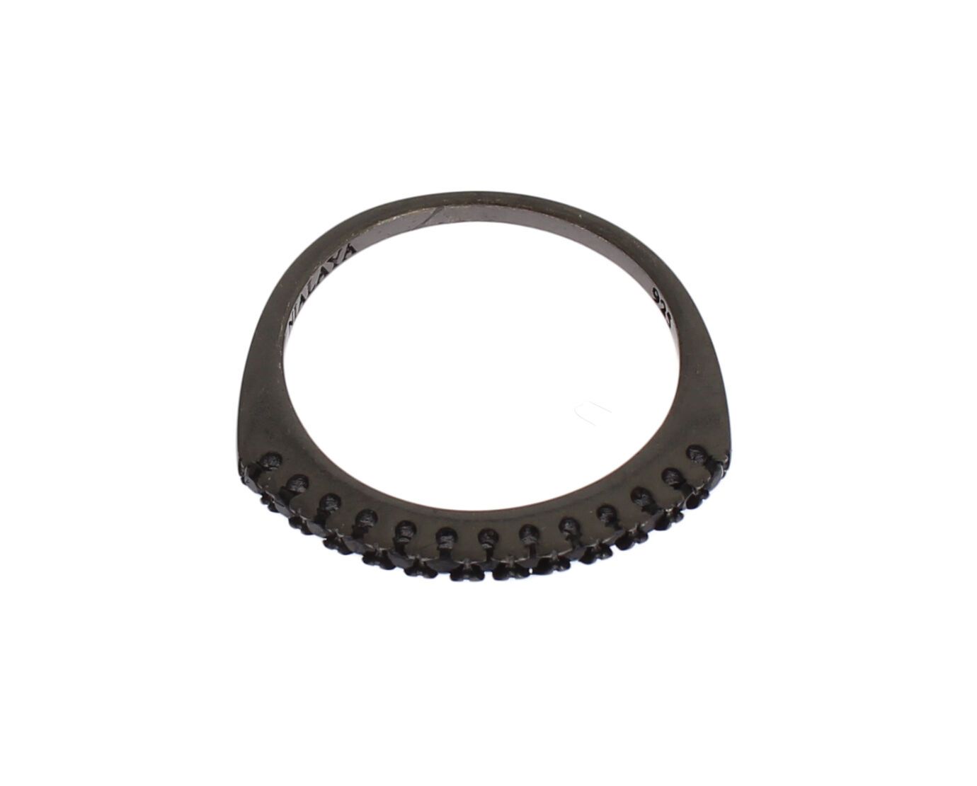 Nialaya Eleganter Sterlingsilberring mit schwarzem Kristall