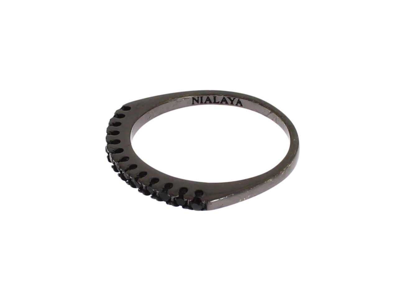 Nialaya Eleganter Sterlingsilberring mit schwarzem Kristall