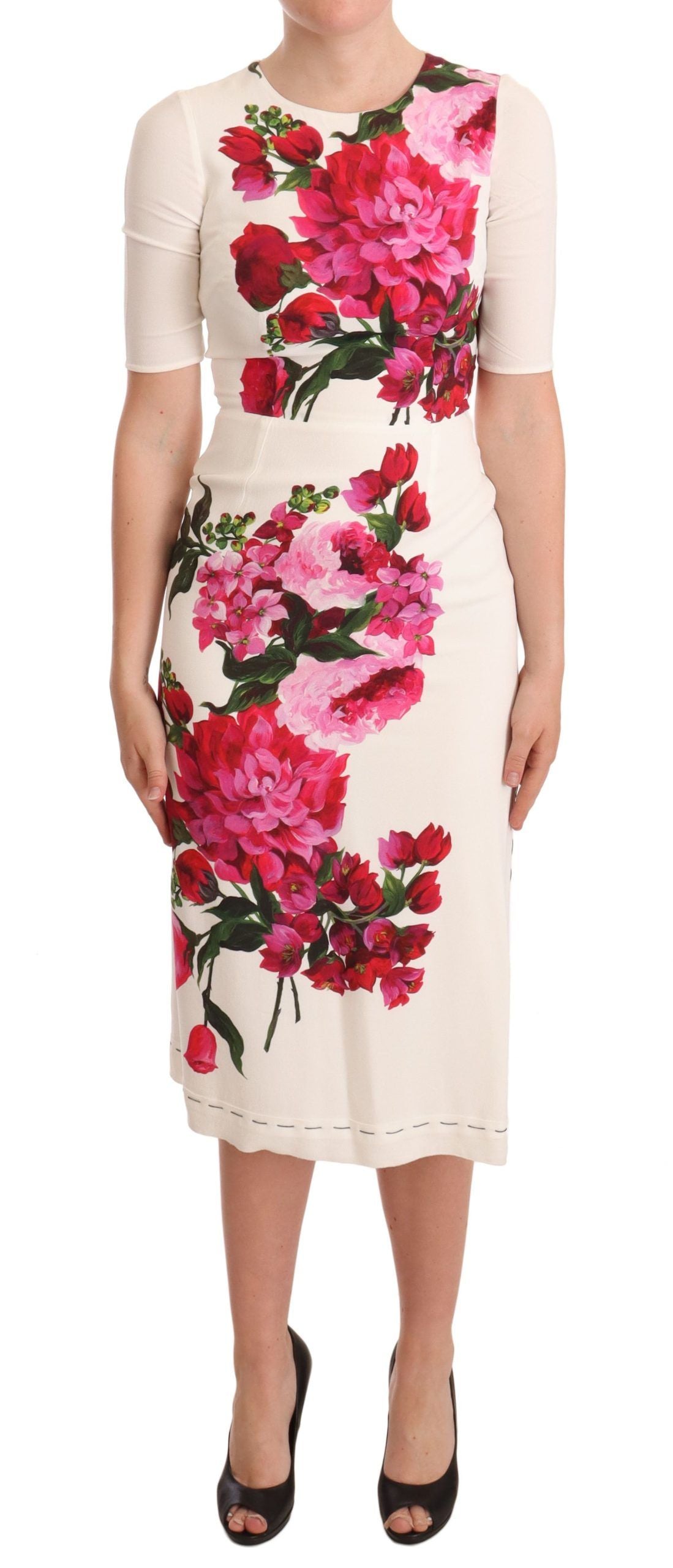 Robe moulante mi-longue à fleurs élégante Dolce &amp; Gabbana