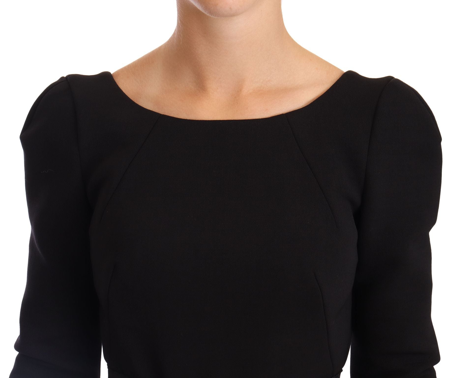 Dolce &amp; Gabbana Elegantes schwarzes Stretch-Etuikleid mit Wadenlänge