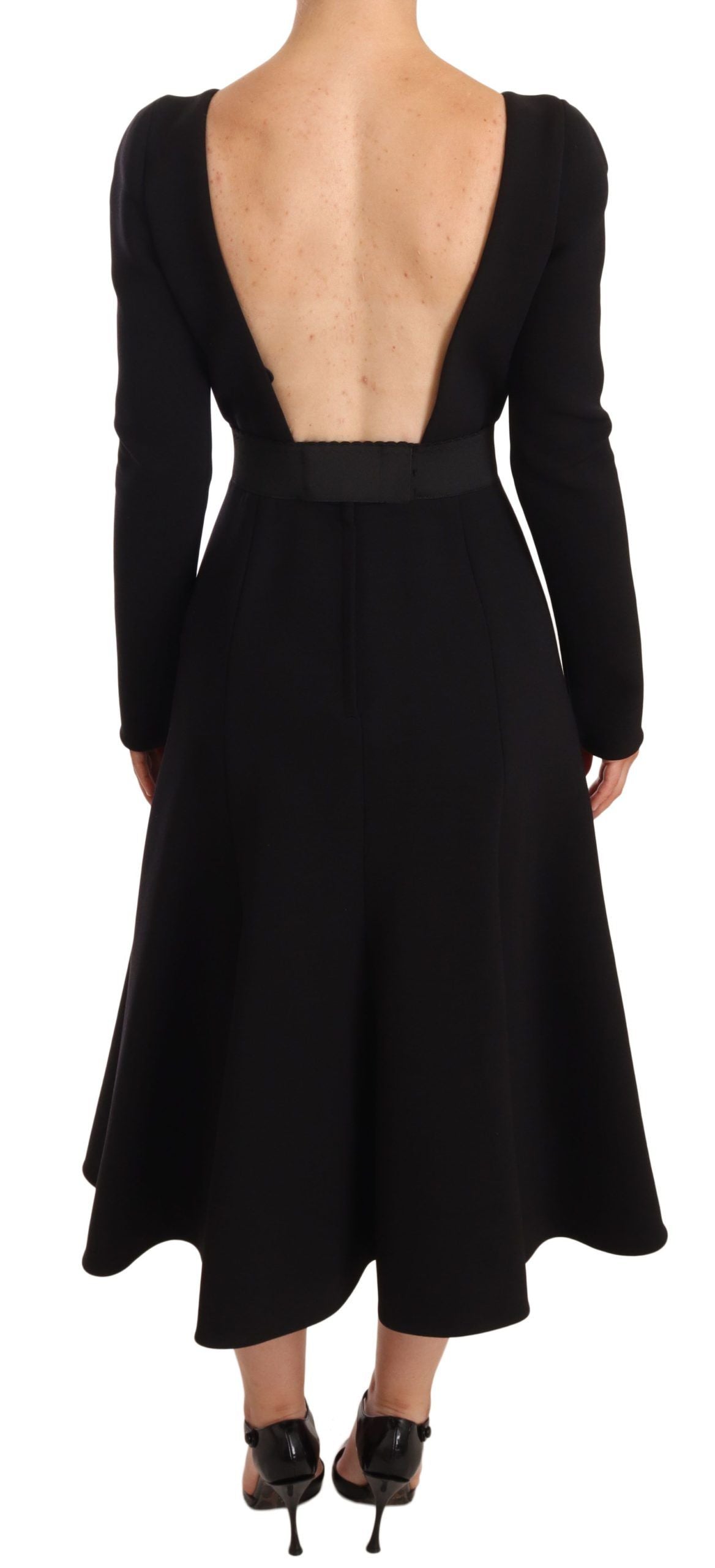 Dolce &amp; Gabbana Elegantes schwarzes Stretch-Etuikleid mit Wadenlänge