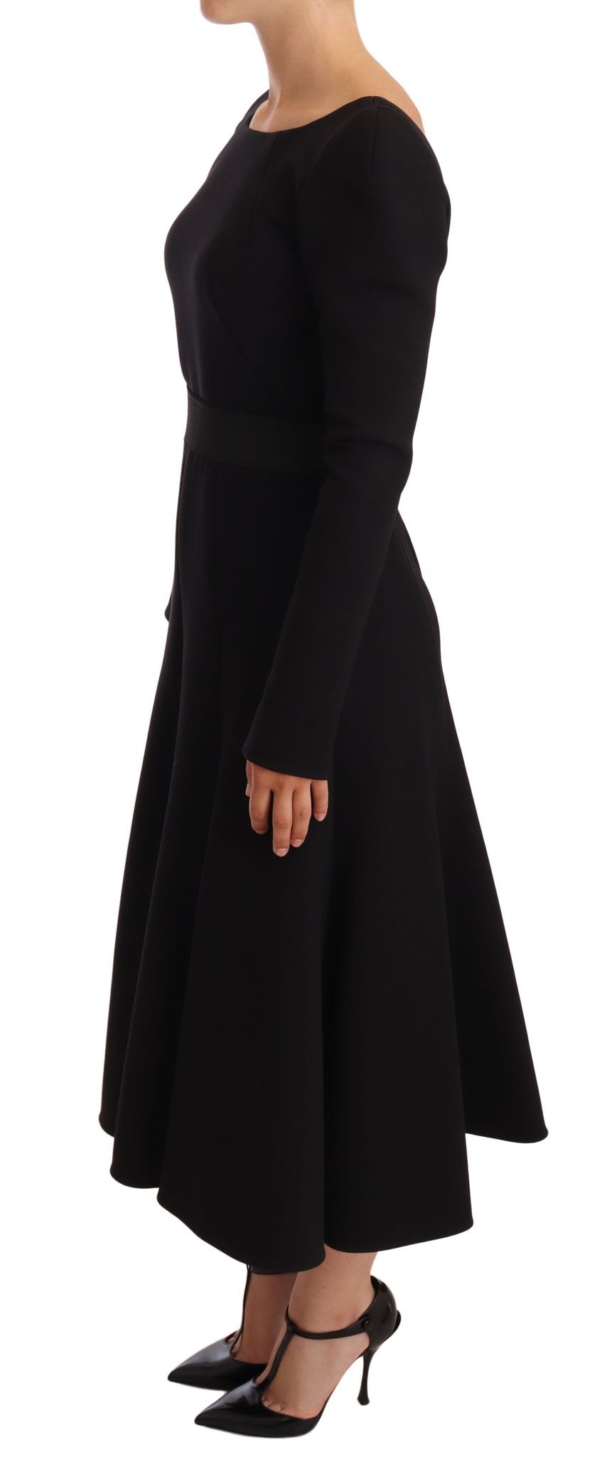 Dolce &amp; Gabbana Elegantes schwarzes Stretch-Etuikleid mit Wadenlänge