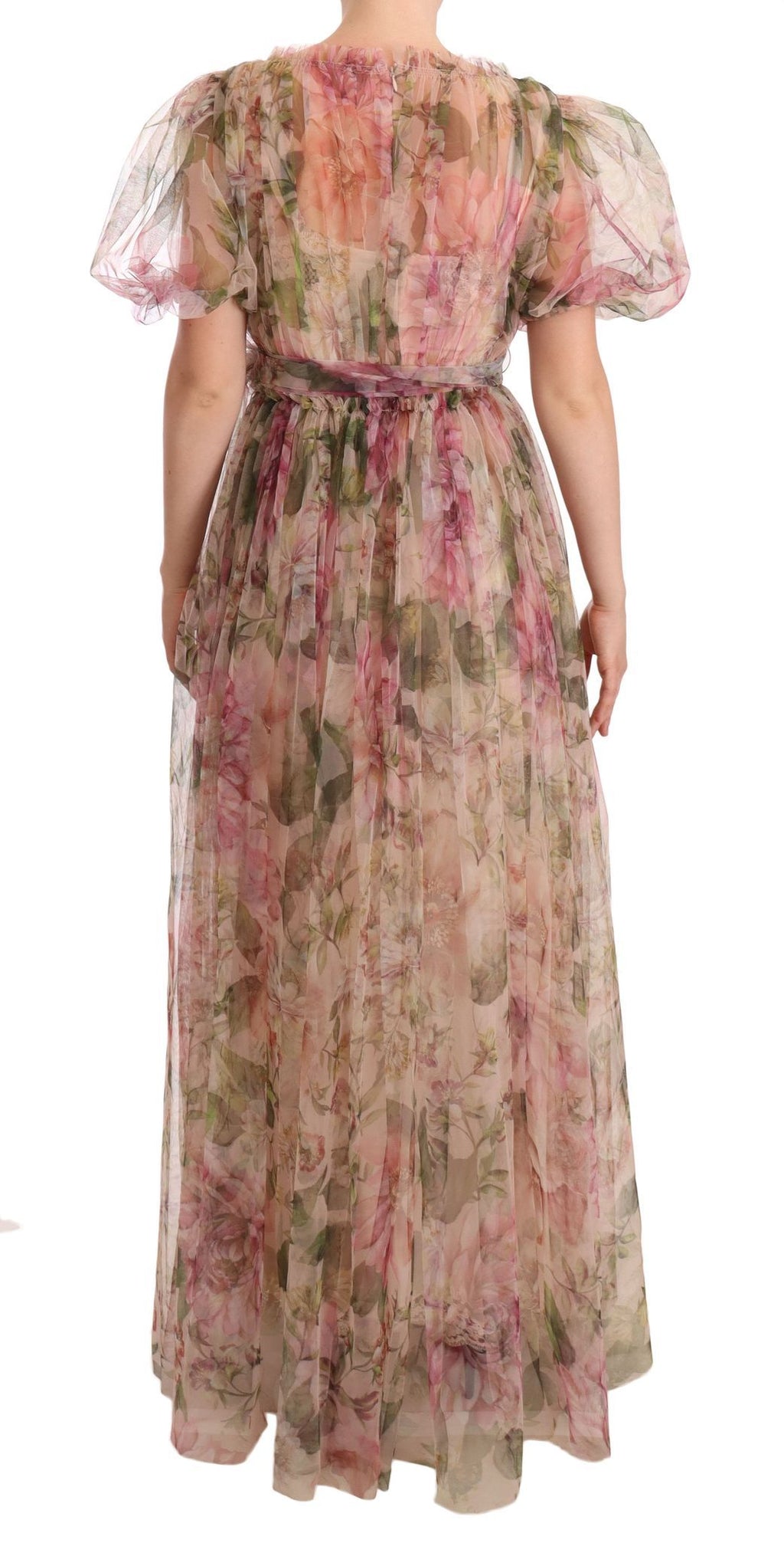 Robe longue en nylon à imprimé floral Dolce &amp; Gabbana