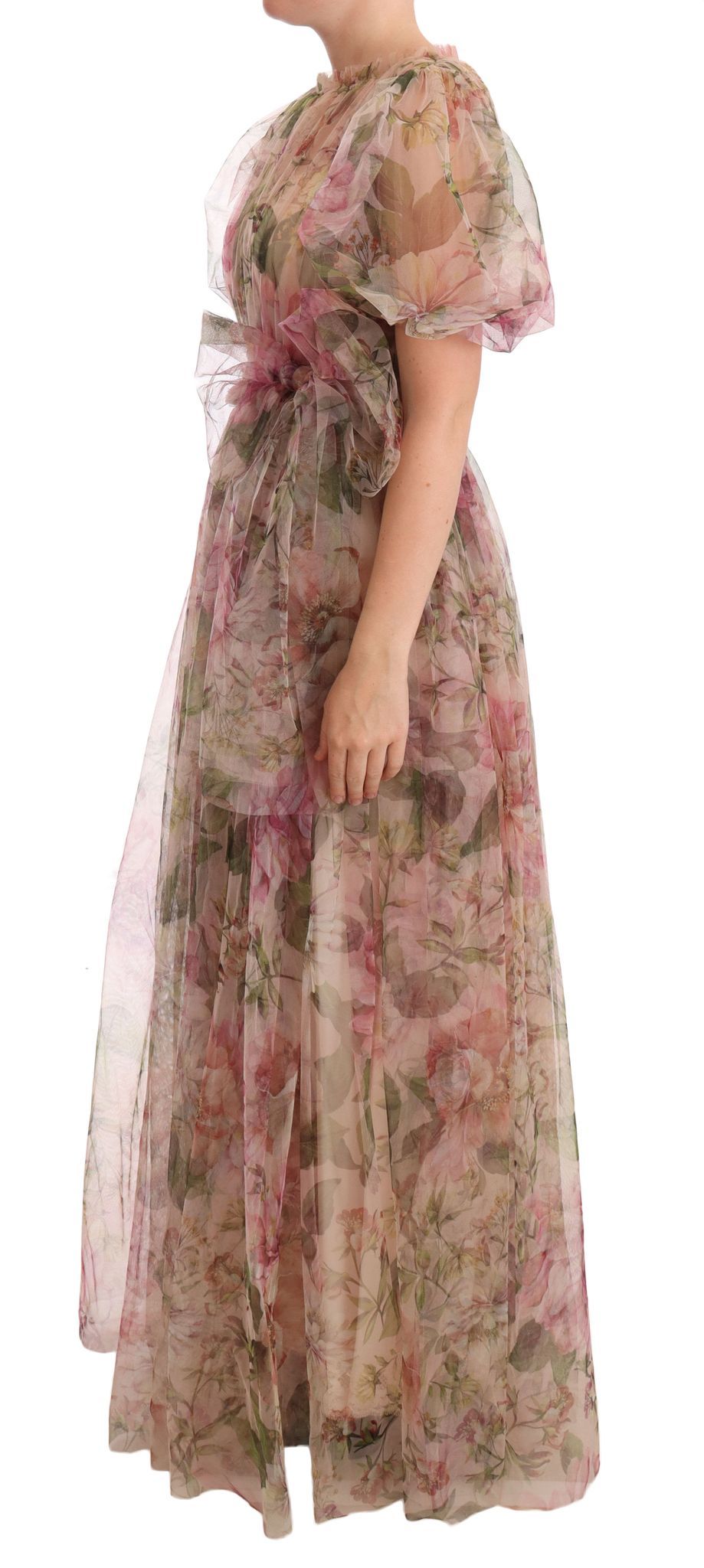 Robe longue en nylon à imprimé floral Dolce &amp; Gabbana
