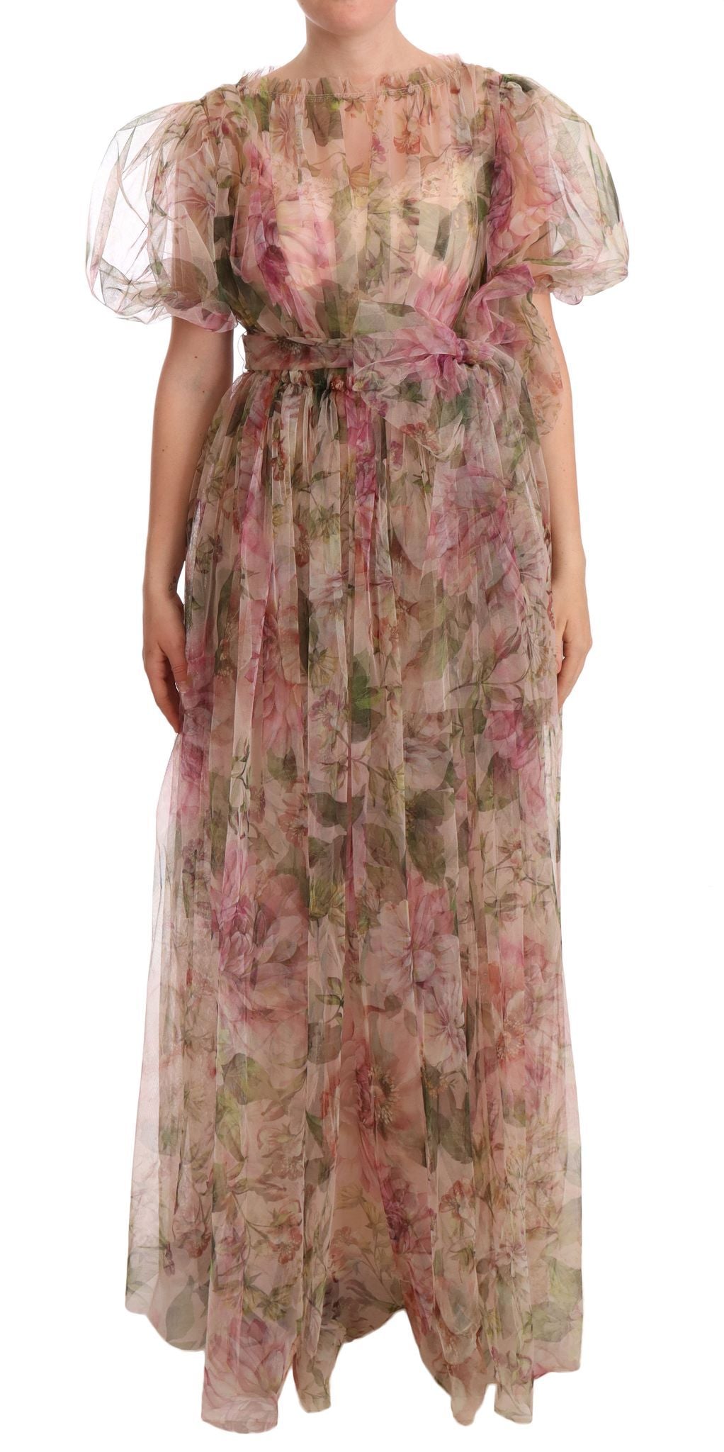 Robe longue en nylon à imprimé floral Dolce &amp; Gabbana