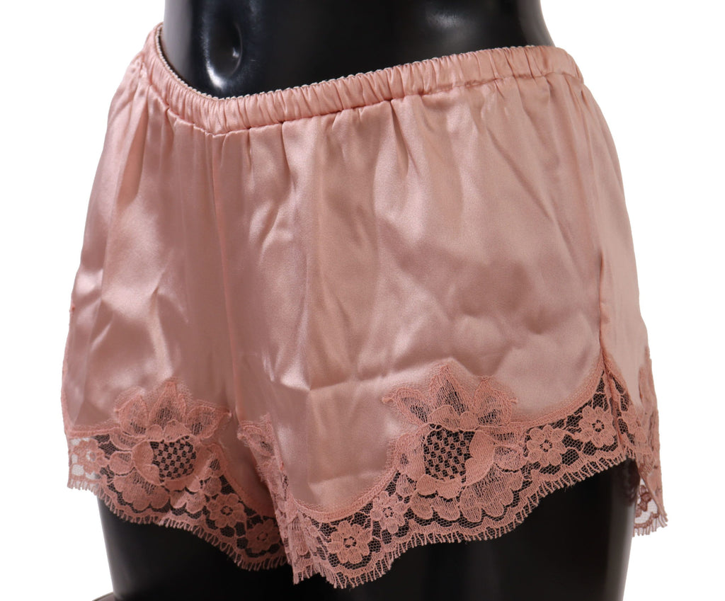 Dolce &amp; Gabbana Elegante Dessous-Shorts aus Seidenspitze in Puderrosa