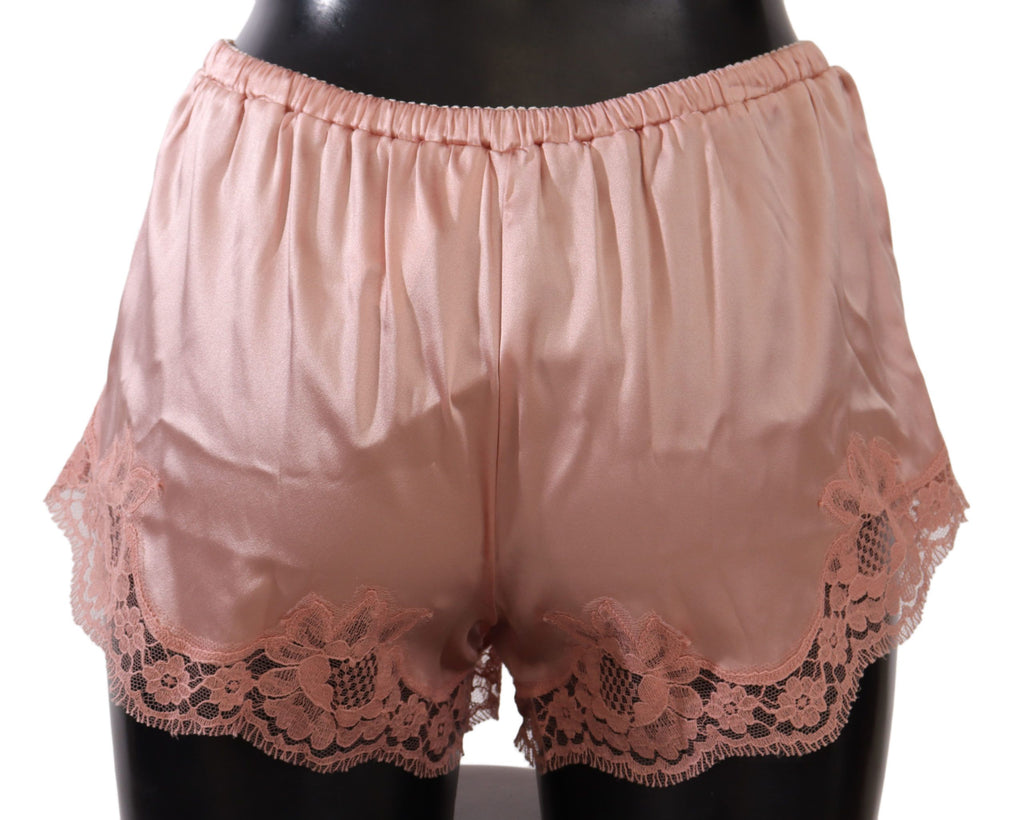 Dolce &amp; Gabbana Elegante Dessous-Shorts aus Seidenspitze in Puderrosa