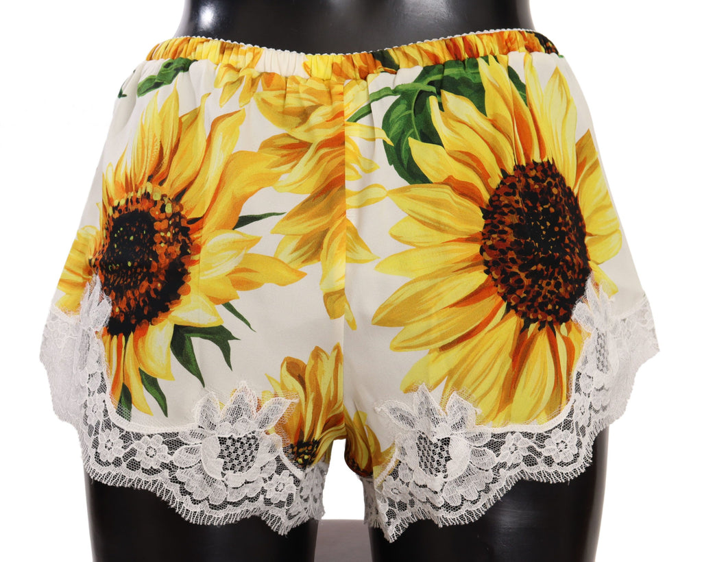 Dolce &amp; Gabbana Dessous-Shorts mit Sonnenblumenspitze – Seidenmischung