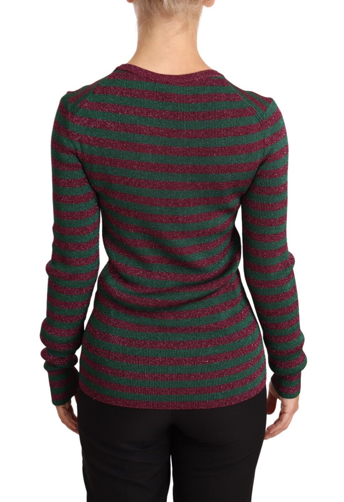 Dolce &amp; Gabbana Eleganter Pullover mit Rundhalsausschnitt und Streifen in Kastanienbraun und Grün