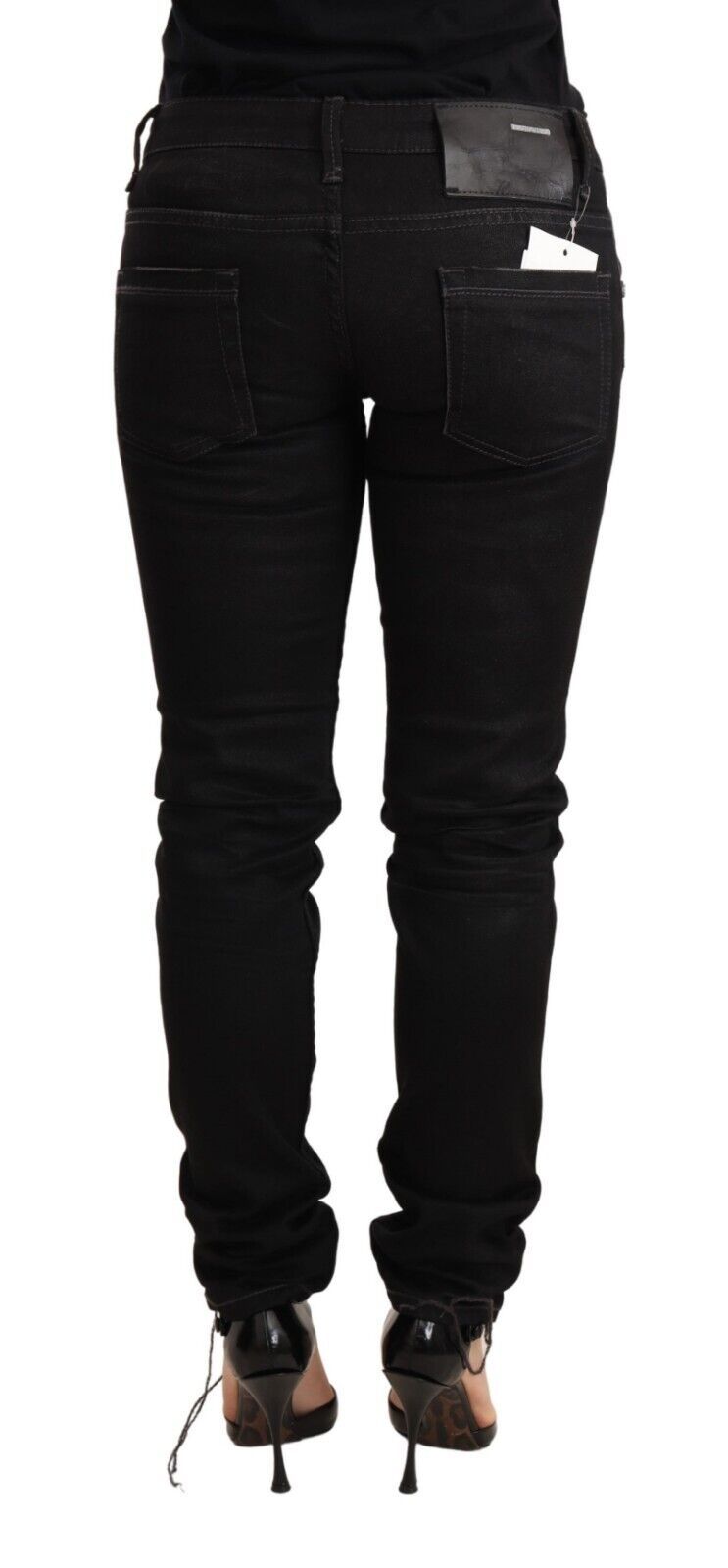 Acht Sleek – Schwarze Skinny Jeans mit verwaschenem Design