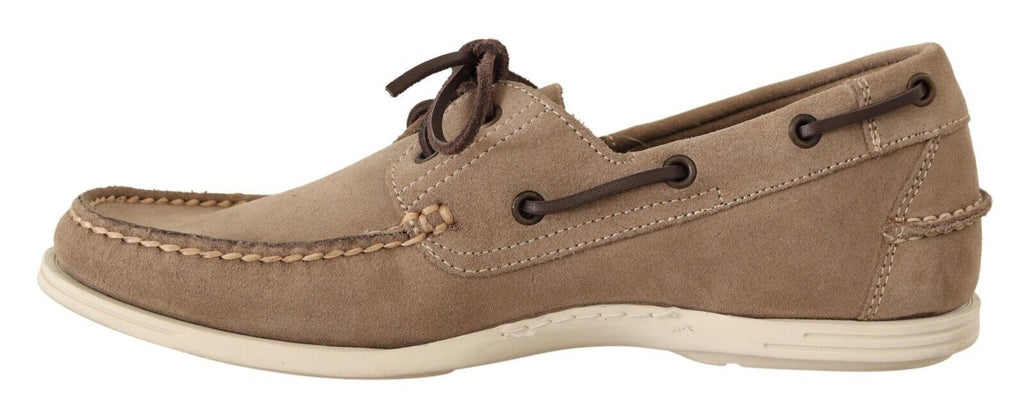 Mocassins élégants en daim beige Pollini pour l'homme exigeant