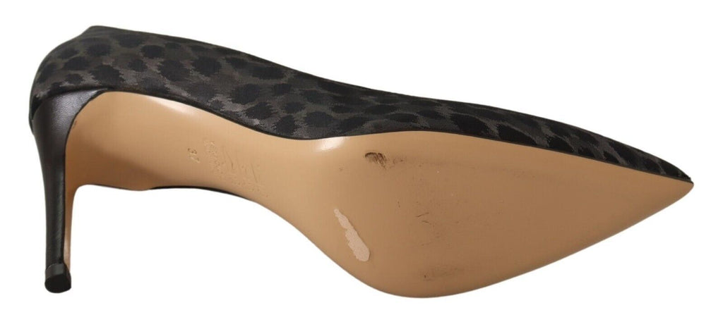 Sofia Elegante schwarze Pumps aus Leder mit Leopardenmuster