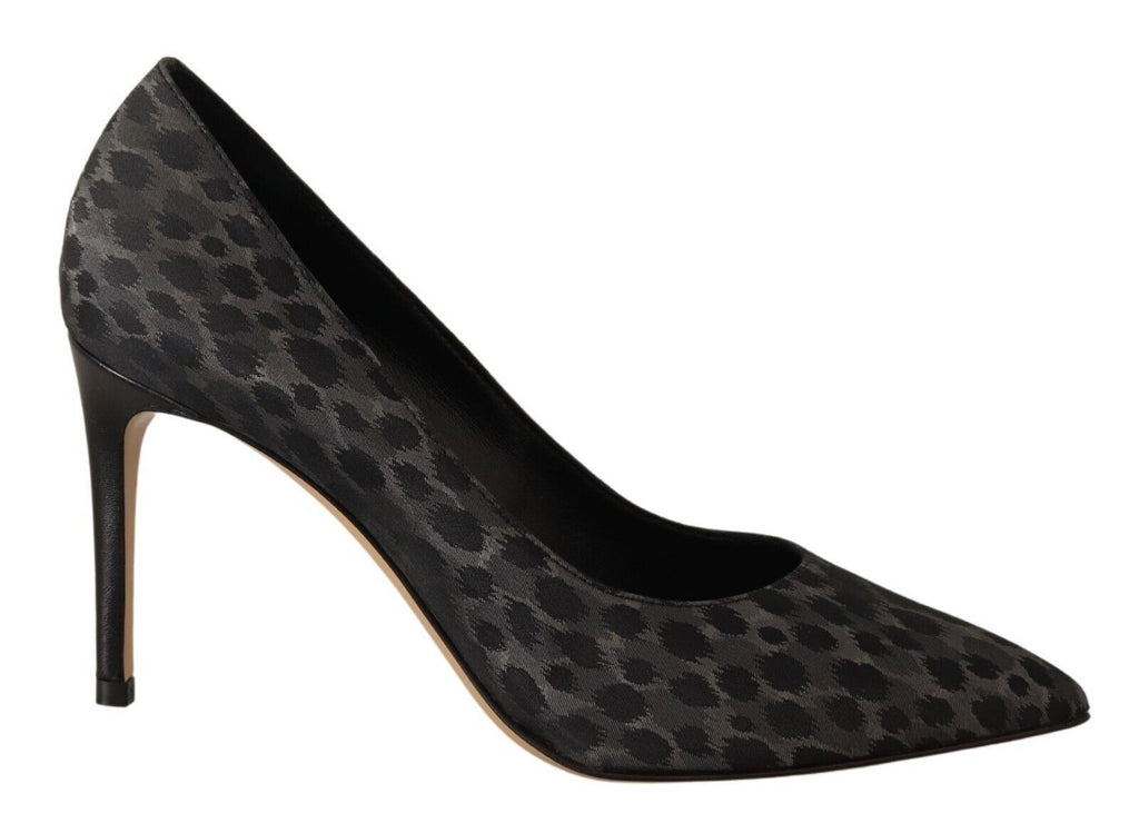 Sofia Elegante schwarze Pumps aus Leder mit Leopardenmuster