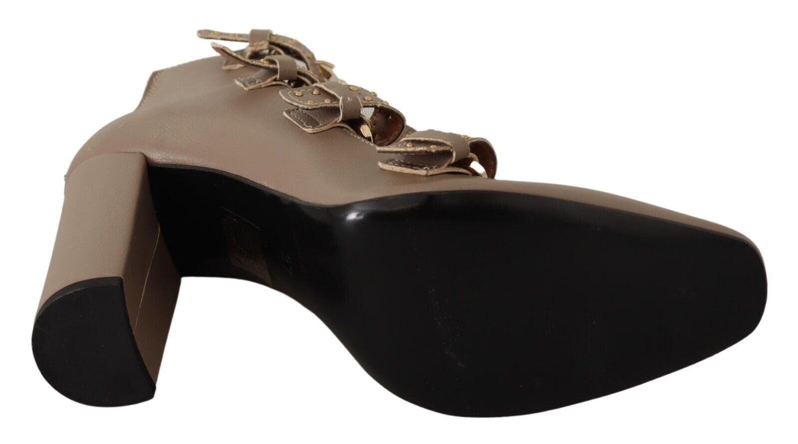 MY TWIN Elegante Leder Pumps mit mehreren Schnallen in Braun