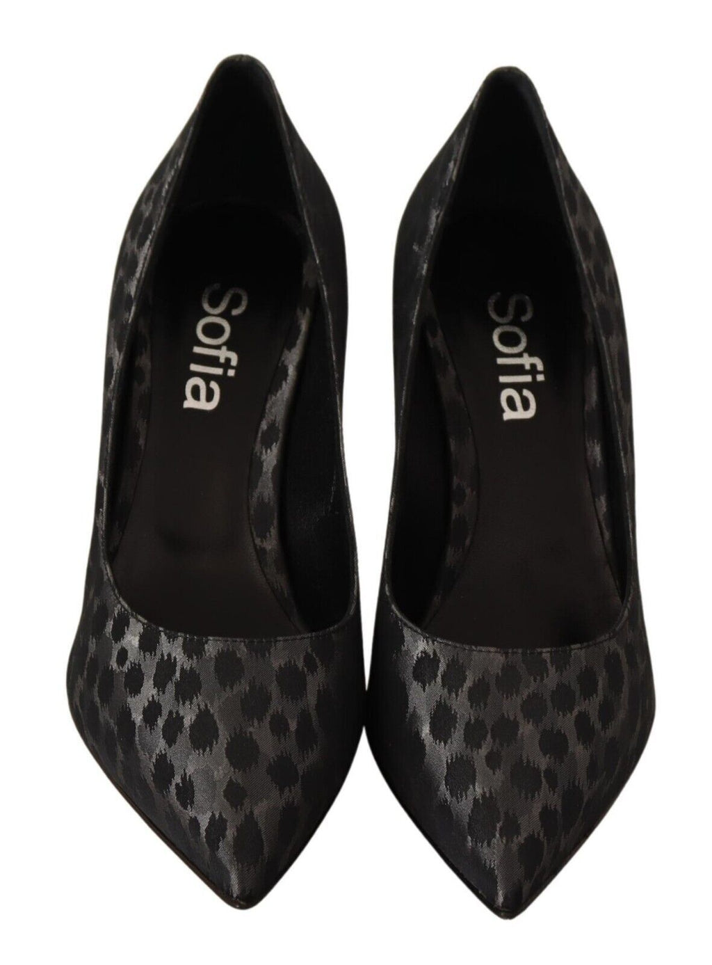 Sofia Elegante schwarze Pumps aus Leder mit Leopardenmuster