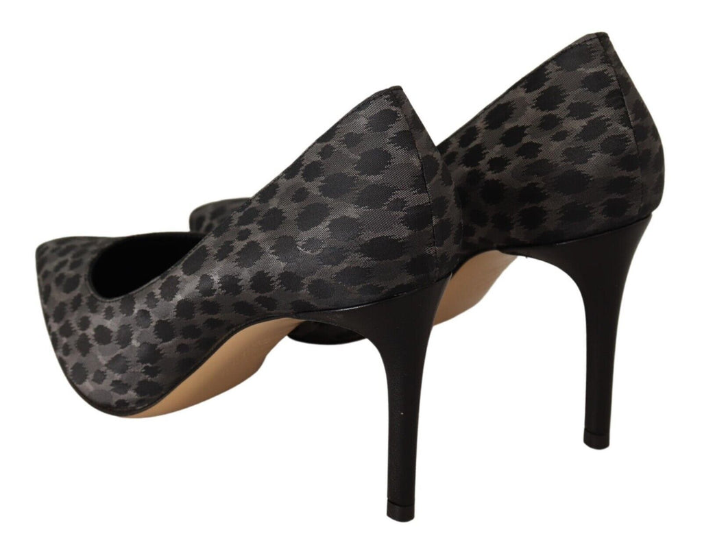 Sofia Elegante schwarze Pumps aus Leder mit Leopardenmuster