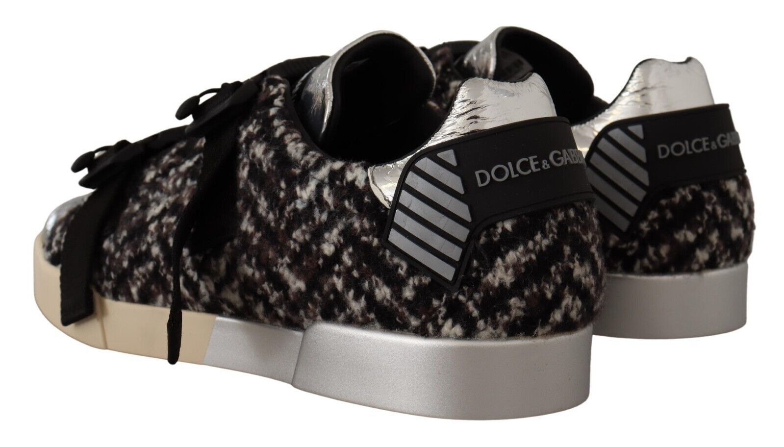 Dolce &amp; Gabbana Silberne Eleganz-Leder-Sneaker
