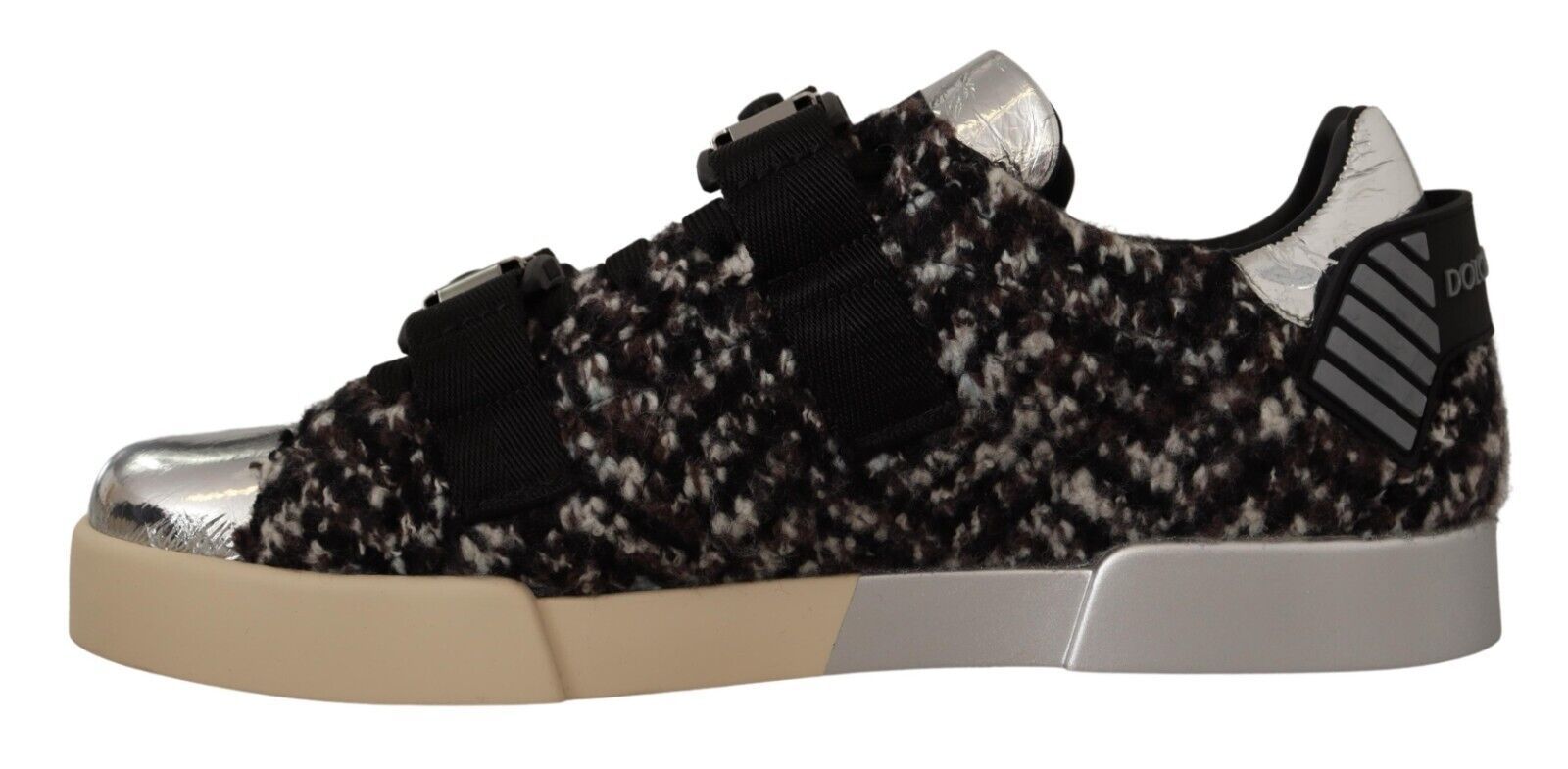 Dolce &amp; Gabbana Silberne Eleganz-Leder-Sneaker
