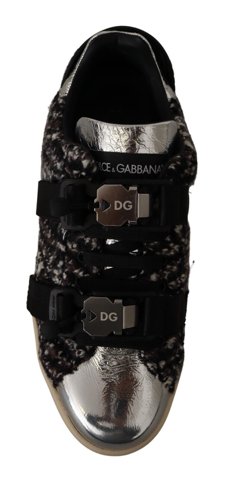 Dolce &amp; Gabbana Silberne Eleganz-Leder-Sneaker