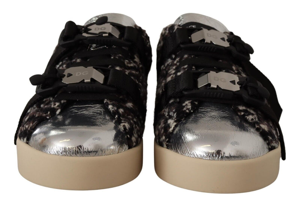 Dolce &amp; Gabbana Silberne Eleganz-Leder-Sneaker