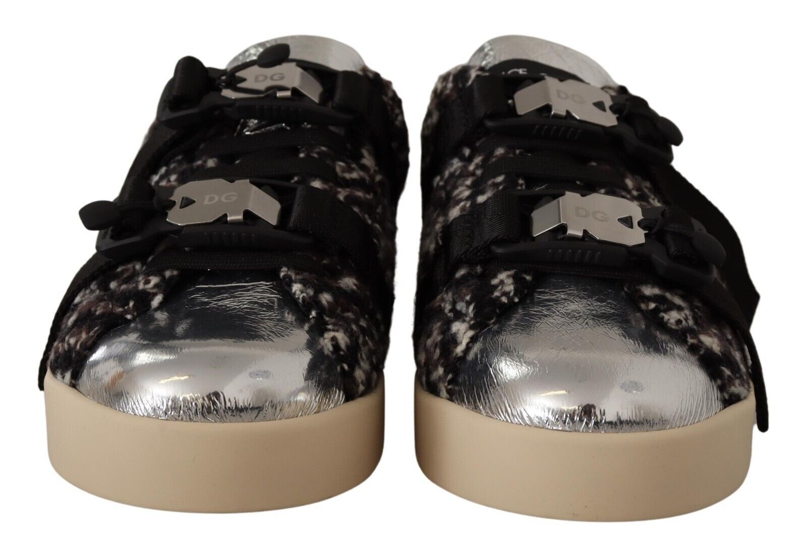 Dolce &amp; Gabbana Silberne Eleganz-Leder-Sneaker
