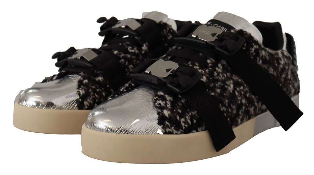 Dolce &amp; Gabbana Silberne Eleganz-Leder-Sneaker