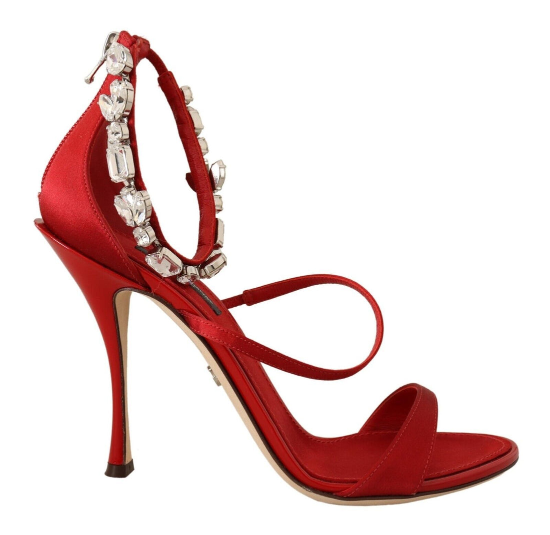 Dolce &amp; Gabbana Rote Sandalen mit Kristallverzierung