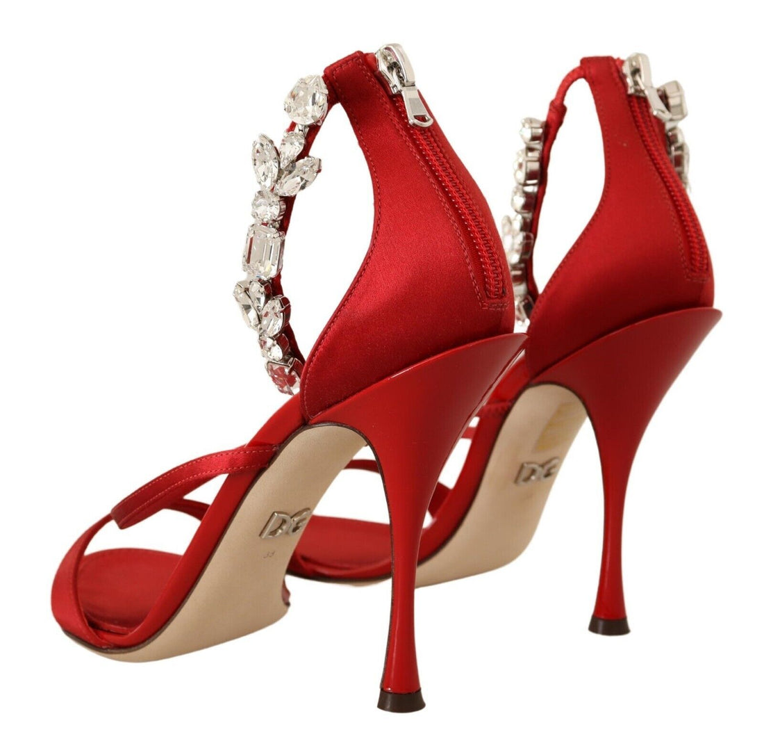 Dolce &amp; Gabbana Rote Sandalen mit Kristallverzierung