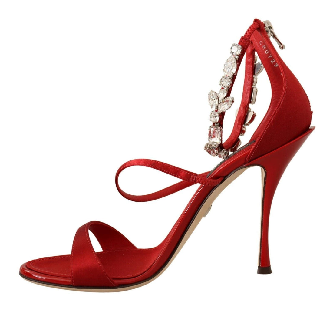 Dolce &amp; Gabbana Rote Sandalen mit Kristallverzierung