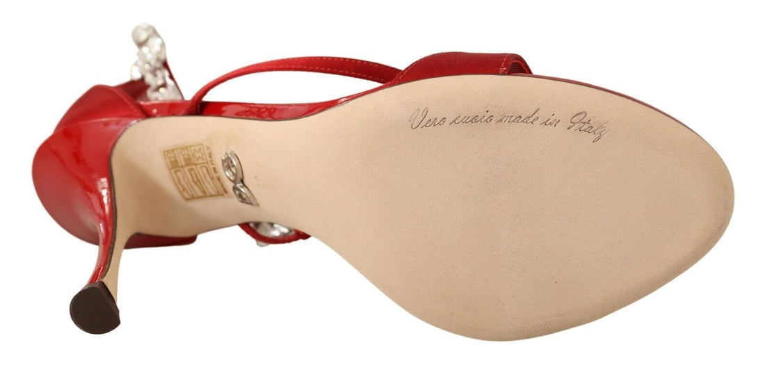 Dolce &amp; Gabbana Rote Sandalen mit Kristallverzierung