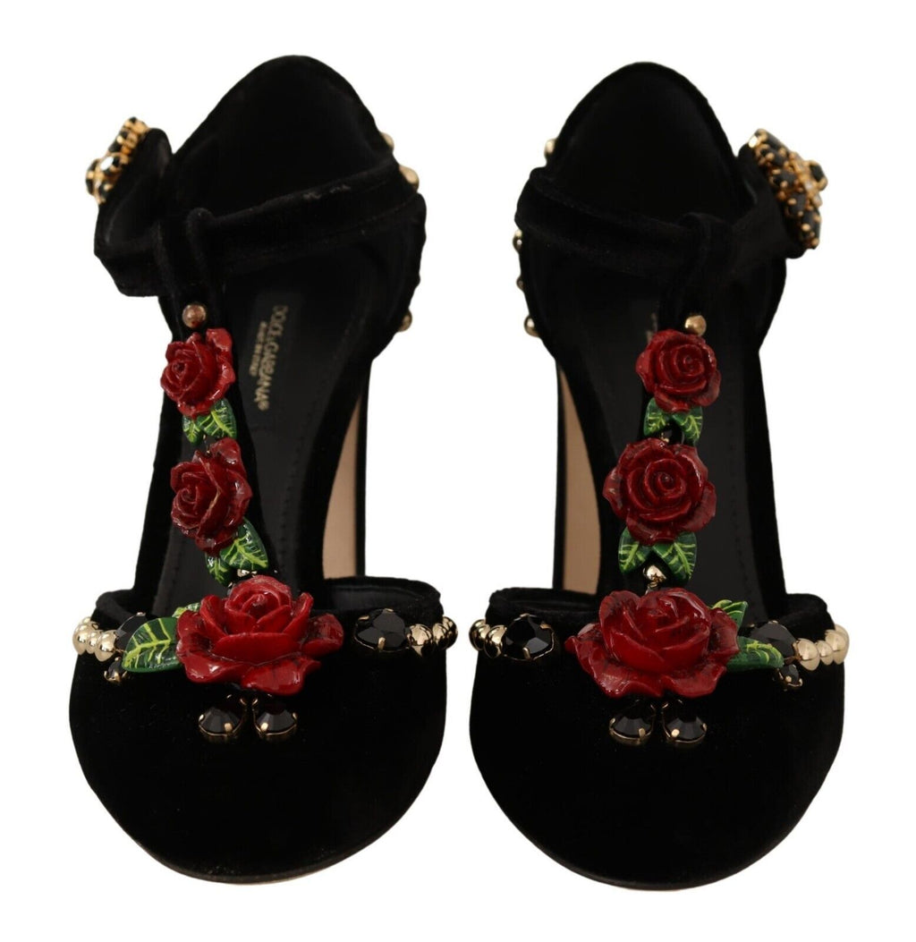 Escarpins Mary Jane élégants en velours à brides en T Dolce &amp; Gabbana