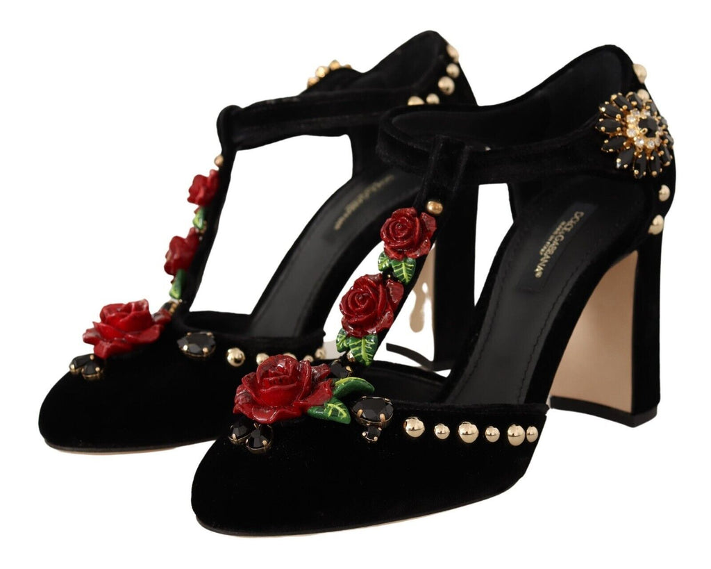Escarpins Mary Jane élégants en velours à brides en T Dolce &amp; Gabbana