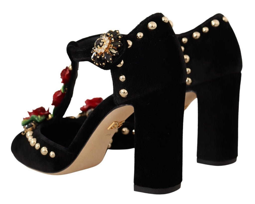Escarpins Mary Jane élégants en velours à brides en T Dolce &amp; Gabbana