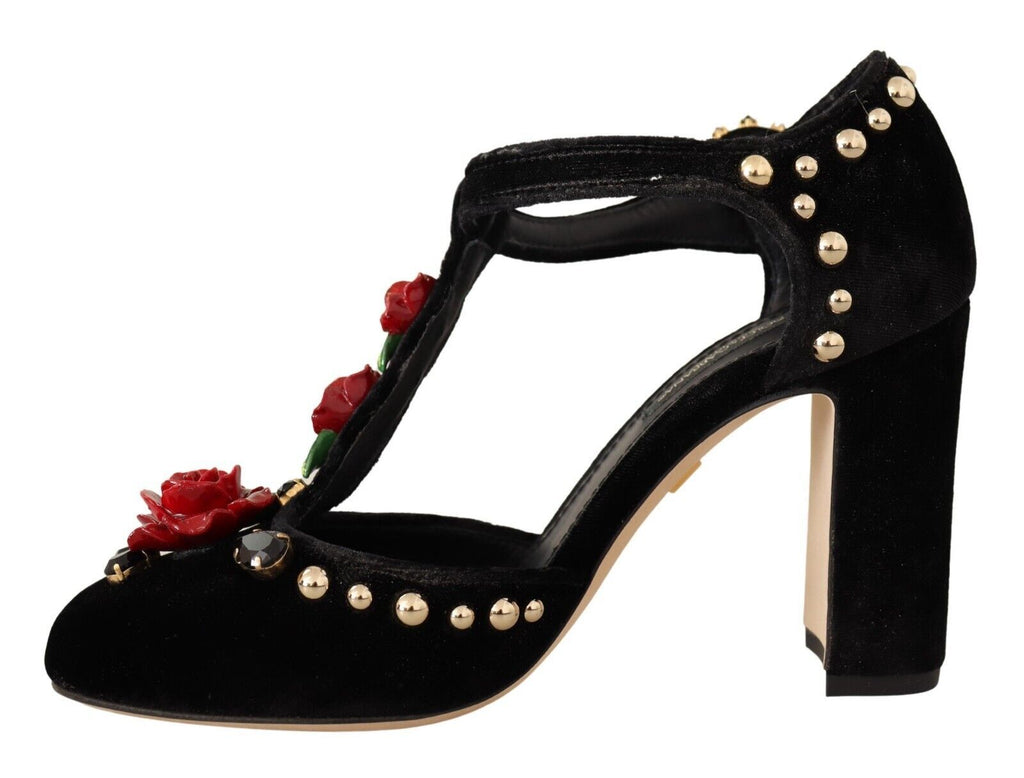 Escarpins Mary Jane élégants en velours à brides en T Dolce &amp; Gabbana